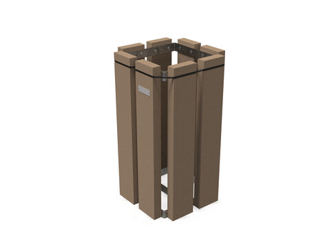 Corbeille porte-sac Recre - lattes plastique recyclé - sans couvercle - 70 l - coloris standard - livré non déchargé