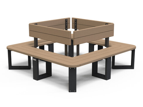 Banquette tour d'arbre Recre - lattes plastique recyclé - avec dossier - l. 187,8 cm - coloris standard -