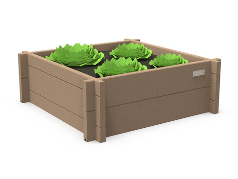 Jardinière carrée Garden - h. 27,2 x l. 80 cm - sans fond - lattes plastique recyclé - livré non déchargé