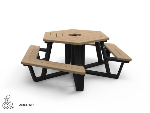 Table de pique-nique Helios - PMR - l. 232,4 cm - coloris standard - livré non déchargé