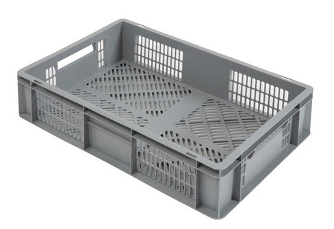 Bac alimentaire gerbable norme Europe parois et fond ajourés 27 litres 600 x 400 mm