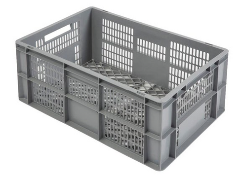 Bac alimentaire gerbable norme Europe parois et fond ajourés 52 litres 600 x 400 mm