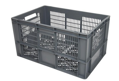 Bac alimentaire gerbable norme Europe parois et fond ajourés 60 litres 600 x 400 mm