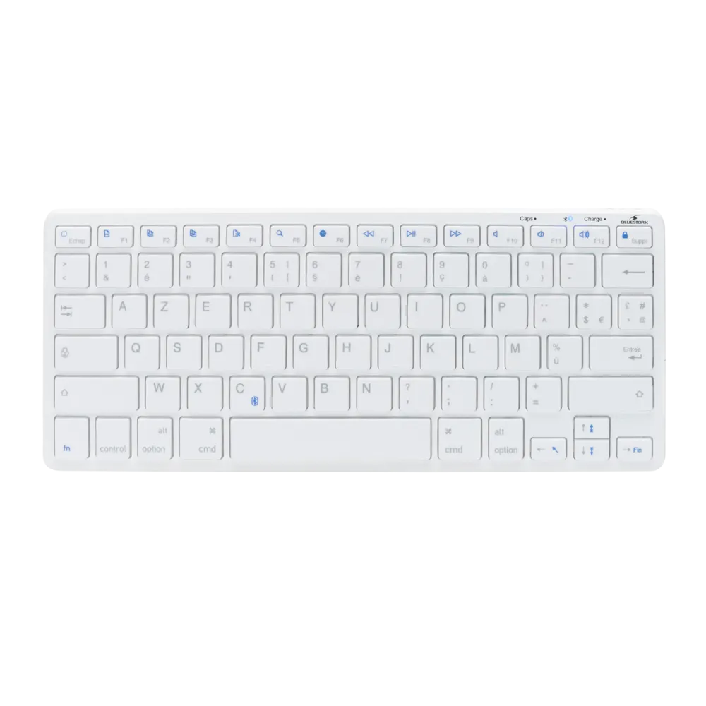 Clavier AZERTY sans fil - Bluestork - USB C - Bluetooth rechargeable - blanc