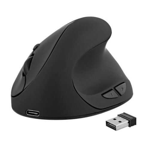 Mini souris ergonomique sans fil - T'NB - verticale et rechargeable USB A - noir