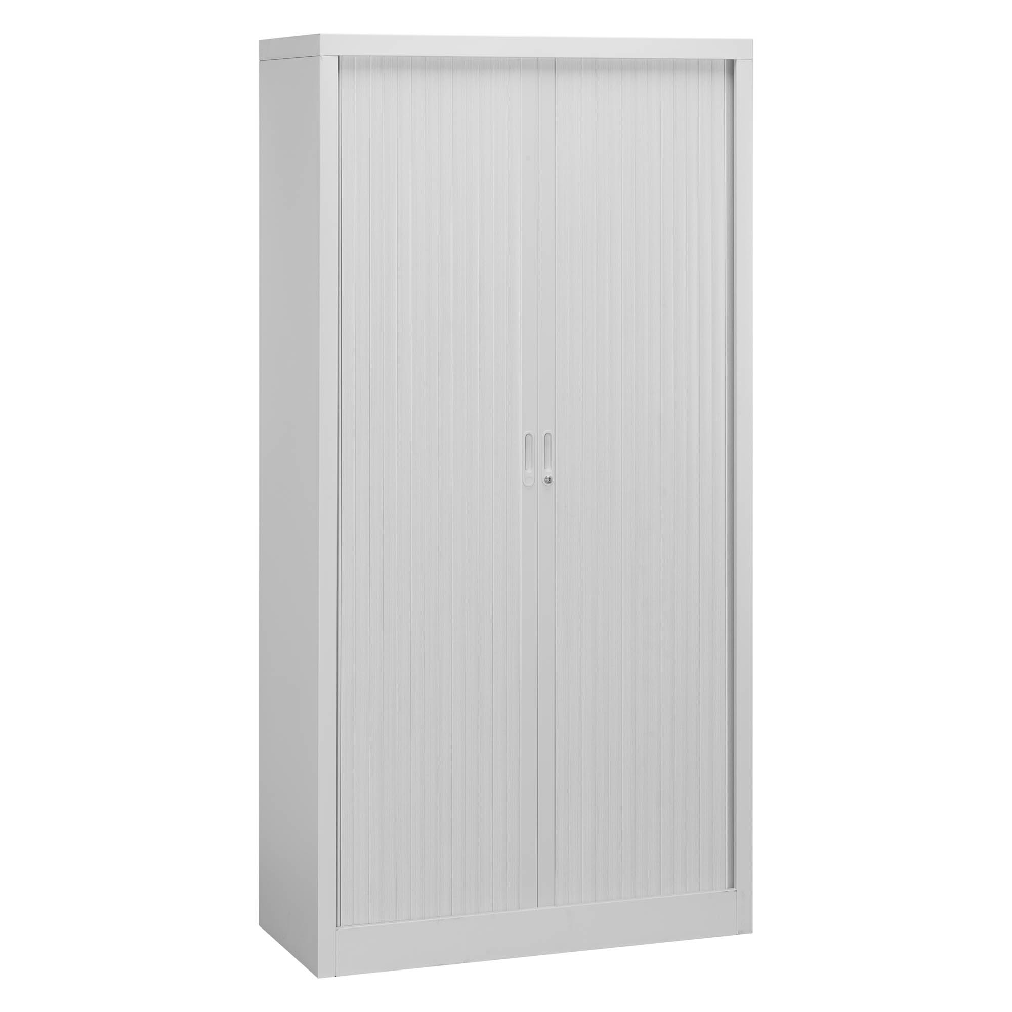 Armoire métallique Union - h. 198 x l. 100 cm - 4 tablettes fermeture rideau - corps et rideau gris