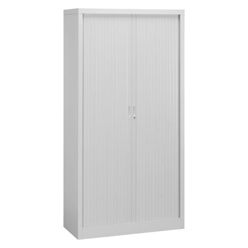 Armoire métallique Union - h. 198 x l. 100 cm - 4 tablettes fermeture rideau - corps et rideau gris