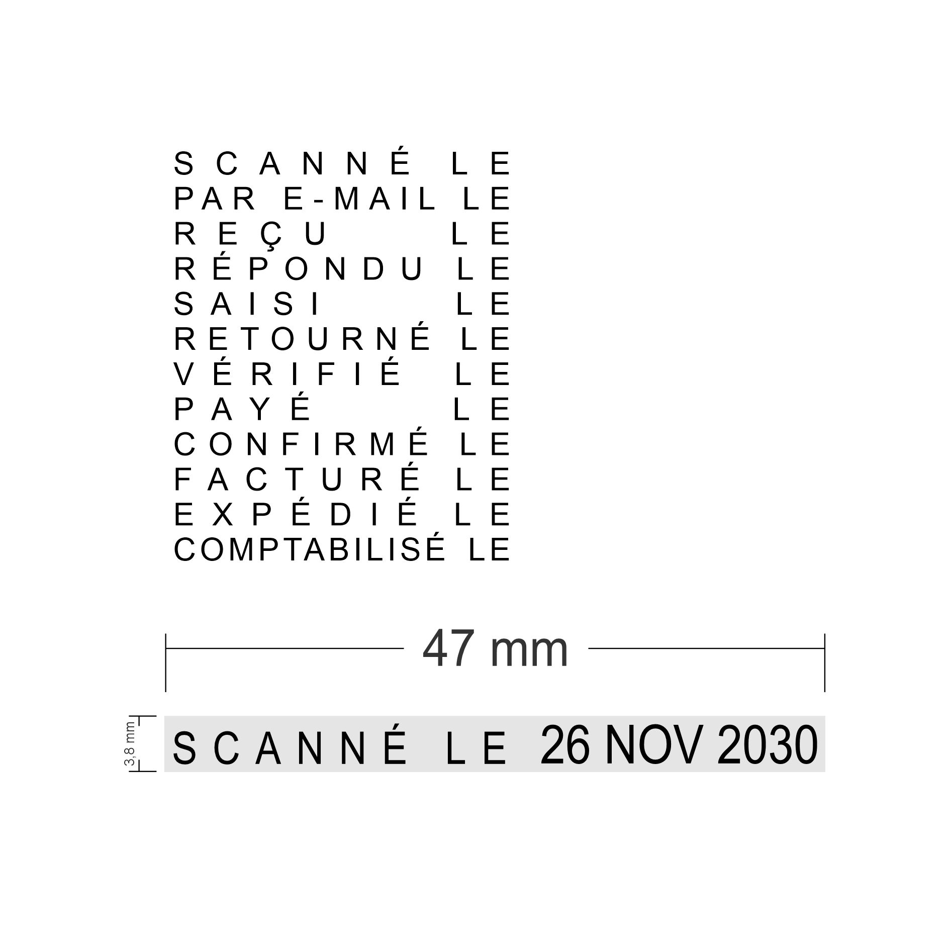 Tampon automatique multiformule Trodat 4817A 12 formules - 4 caractères - 47 x 3.8 mm - noir