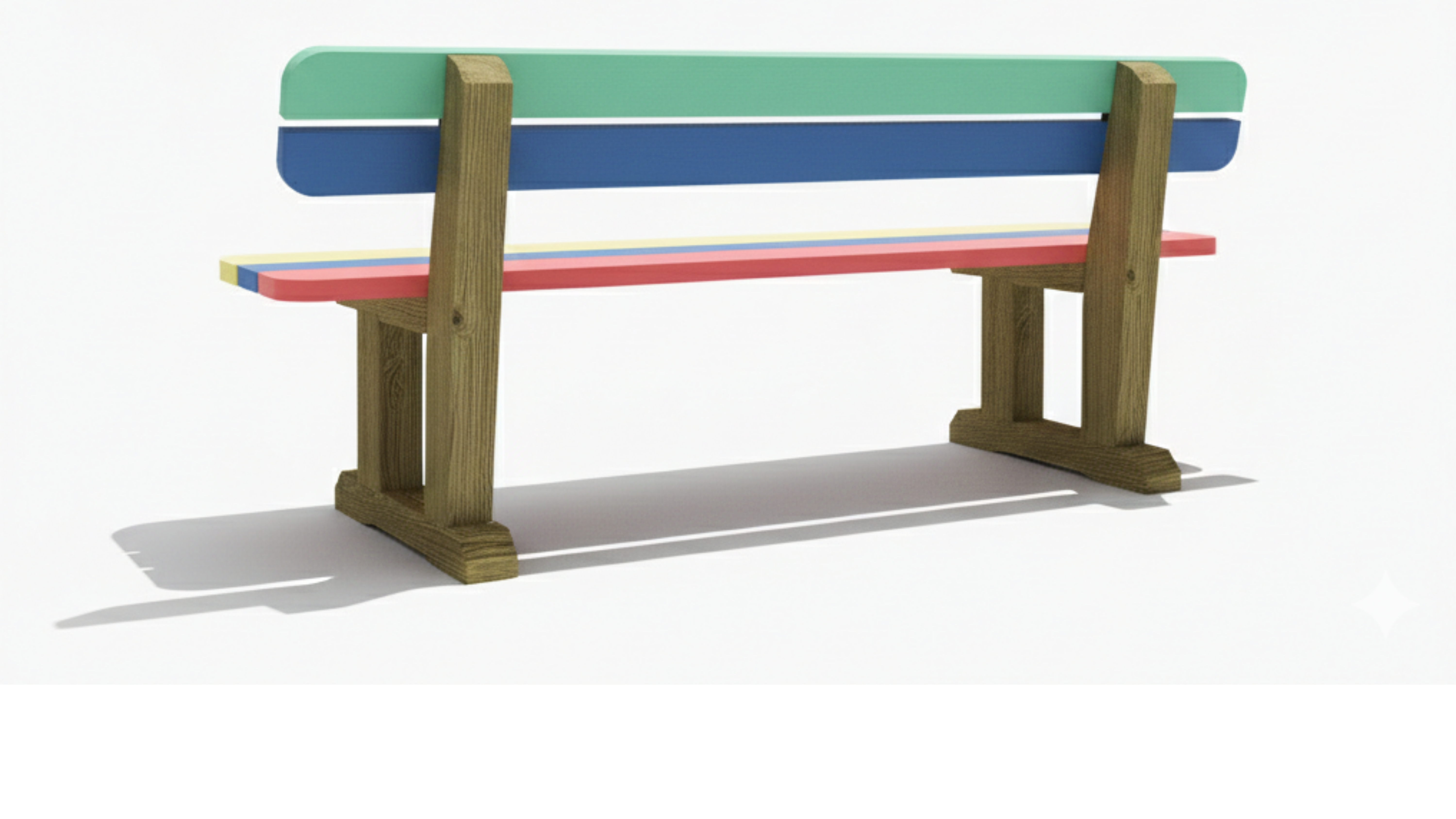 Banc maternelle coloré Littiry - l. 120 cm - fixation avec kit de scellement - déchargé sous abri