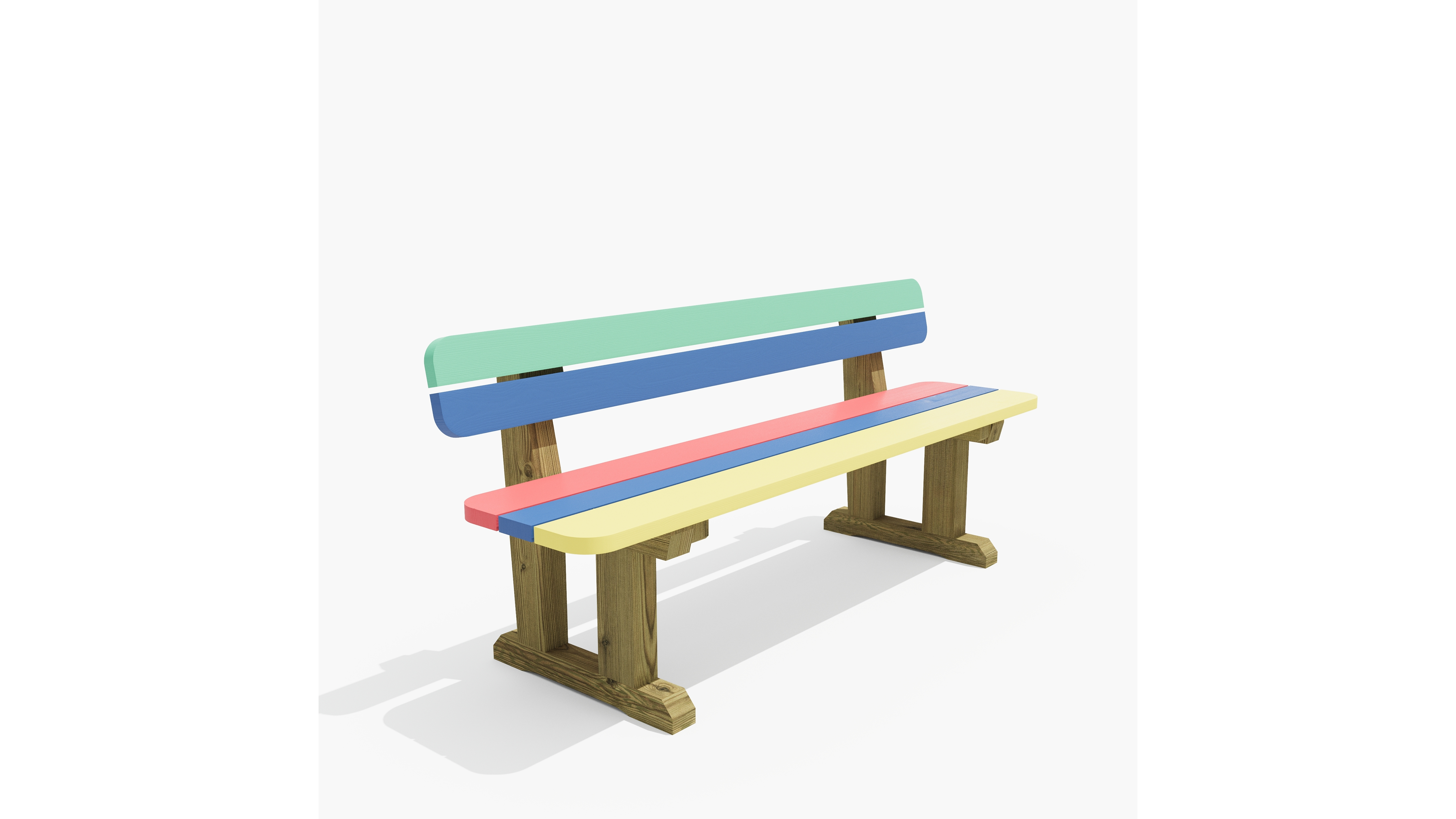 Banc maternelle coloré Littiry - l. 120 cm - fixation avec kit de scellement - déchargé sous abri