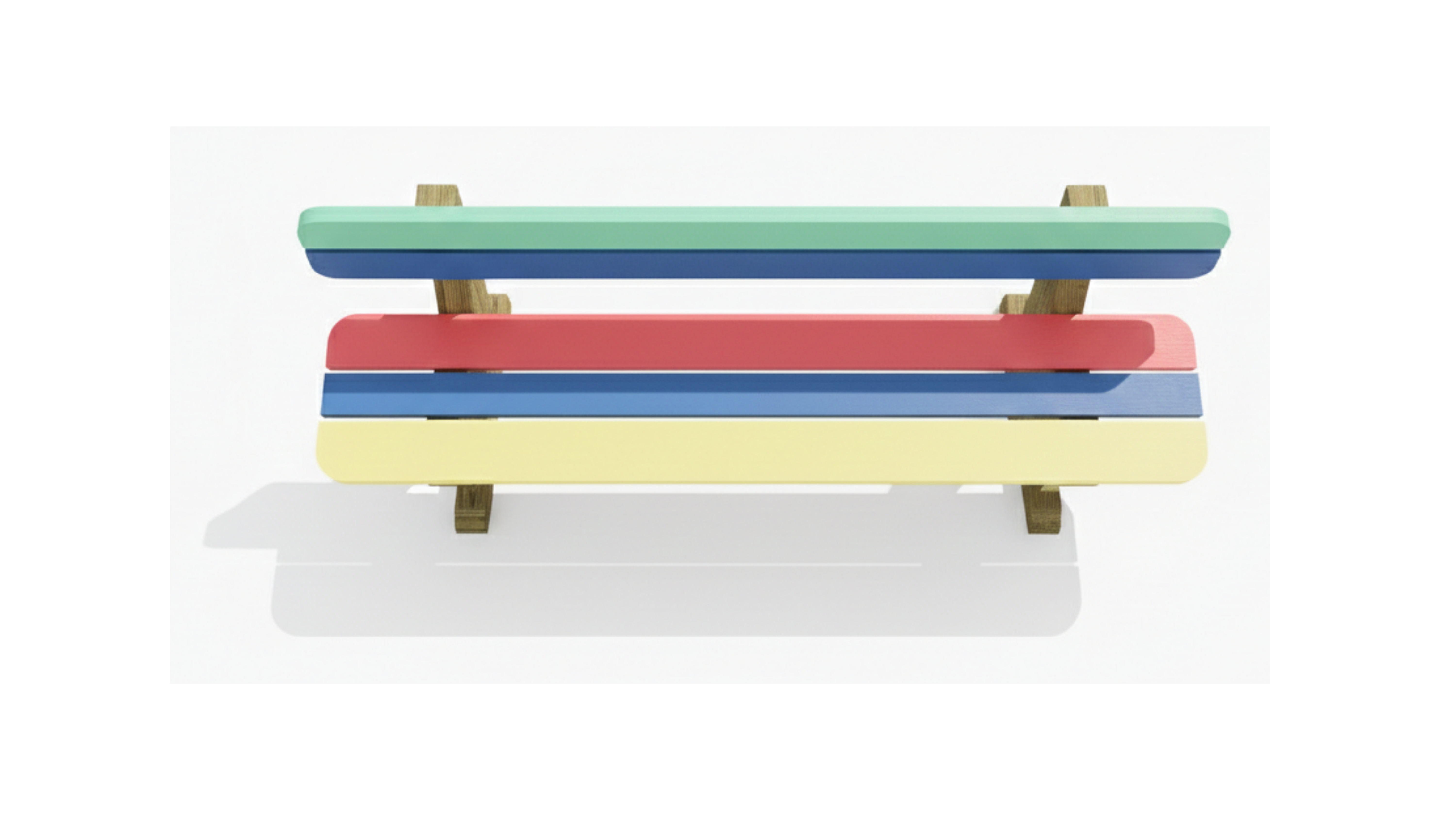 Banc maternelle coloré Littiry - l. 120 cm - fixation avec kit de scellement - déchargé sous abri