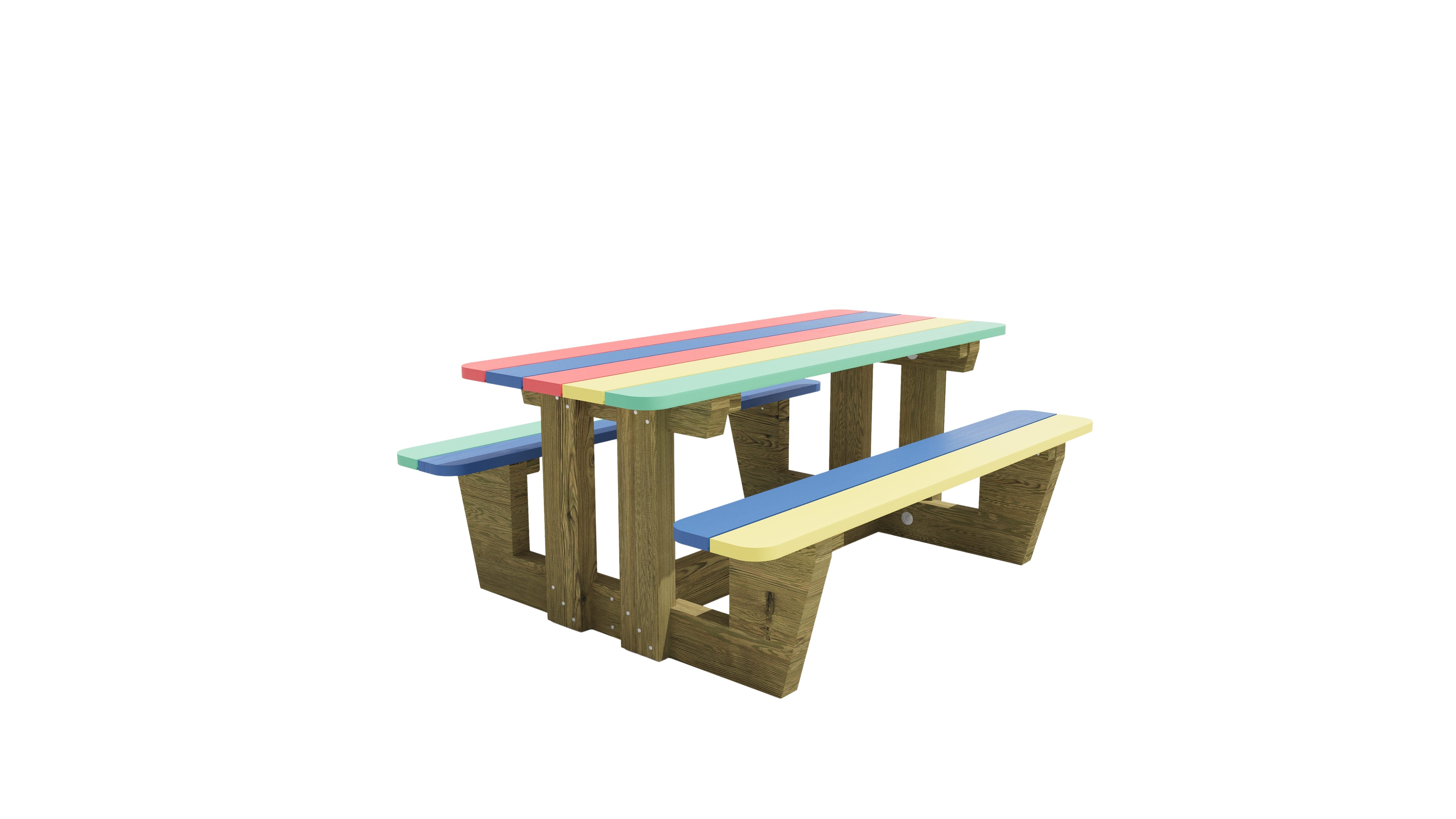 Table élémentaire coloré Tudi - l. 140 cm - fixation avec kit de scellement - déchargé sous abri