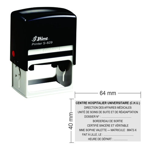 Tampon automatique personnalisé S-829 Shiny - 64 x 40 mm