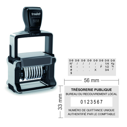 Tampon personnalisé automatique Trodat Professional 5558PL 4.0 - numéroteur - 4 lignes - 8 chiffres