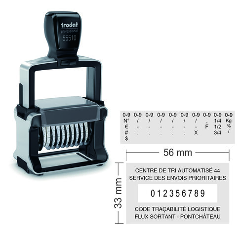 Tampon personnalisé automatique Trodat Professional 55510PL 4.0 - numéroteur - 4 lignes - 10 chiffres
