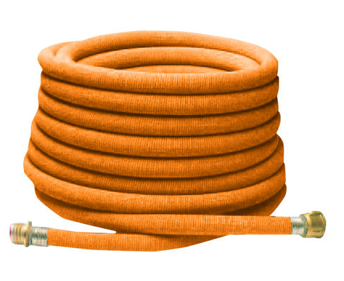 Tuyau de refoulement SRV orange fluo 25mm longueur 20m équipé de demi raccords GFR/BZE DN20 DA25 Sertis