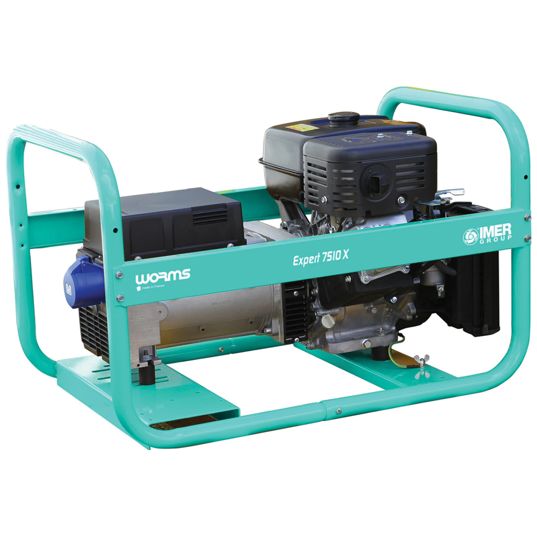 Groupe électrogène Expert 7510 + 3 prises domestiques avec différentiel et piquet de terre