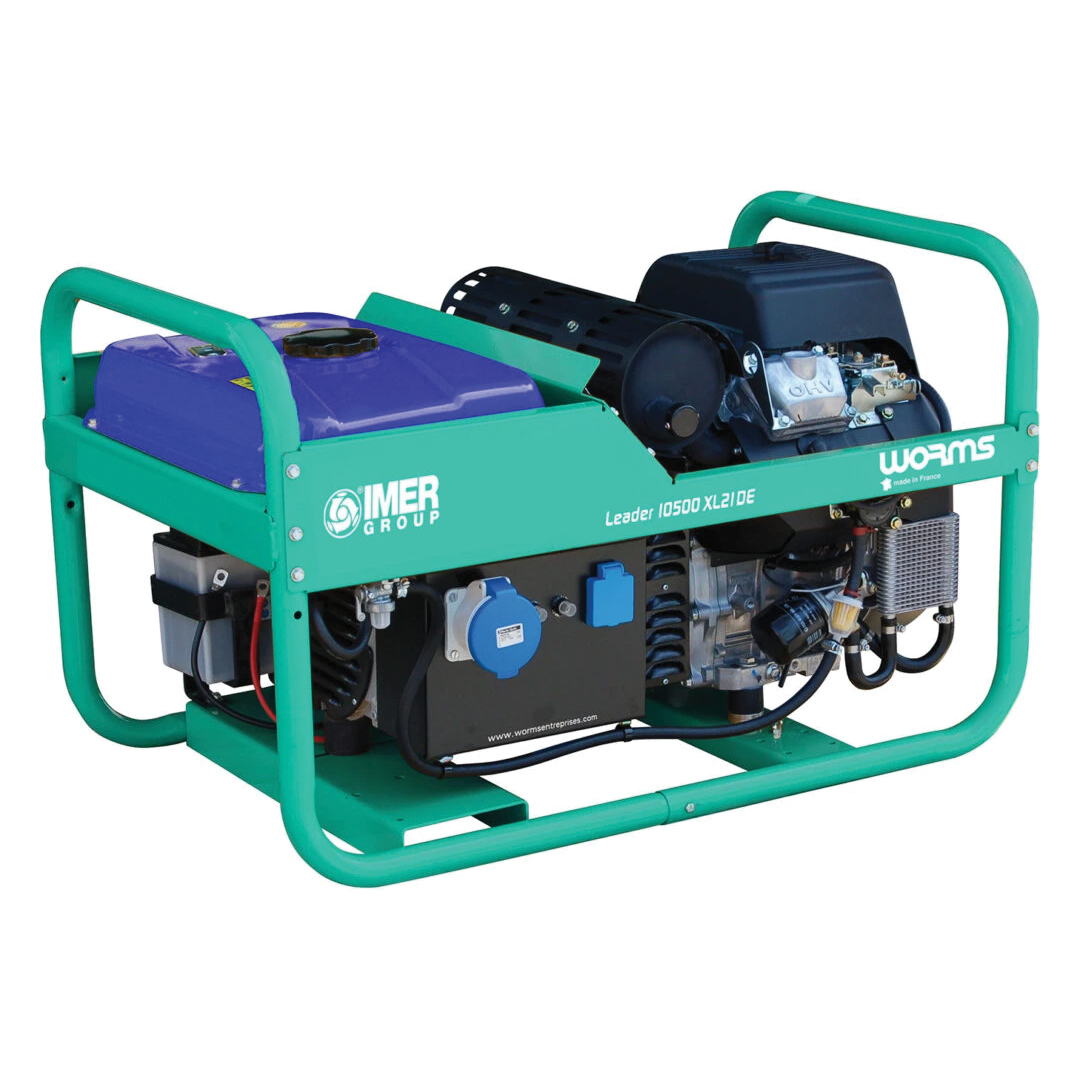 Groupe électrogène leader 10500xl avec 2 prises domestiques 1 prise CE 32A avec différentiel, piquet de terre et AVR