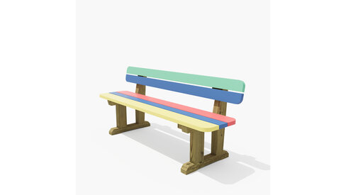 Banc maternelle coloré Littiry - l. 120 cm - fixation avec kit de scellement - déchargé sous abri