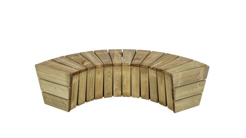 Banc Helios - cintré en pin - l. 140 cm - fixation avec kit de scellement - déchargé sous abri