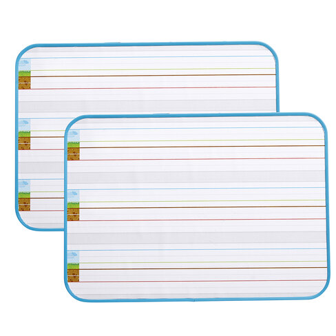 Ardoise blanche lignée magnétique - lot de 2
