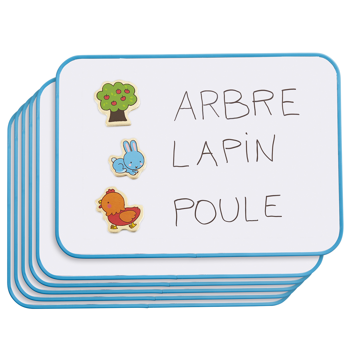Ardoise blanche magnétique - lot de 6