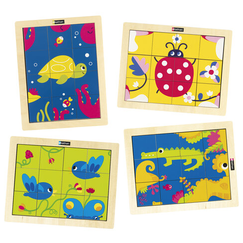 Puzzles magiques 12 pièces - les animaux - lot de 4 puzzles
