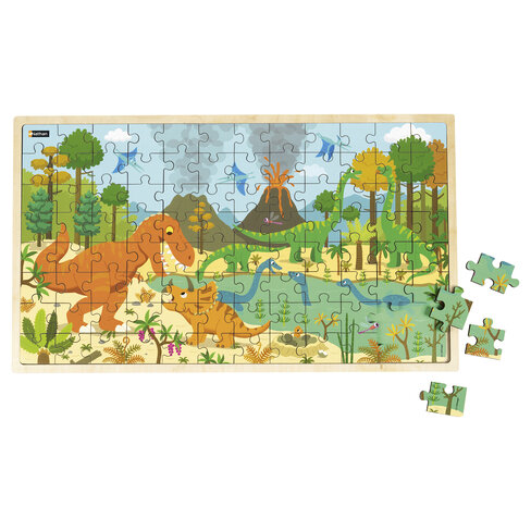 Puzzle bois -les dinosaures (96 p)