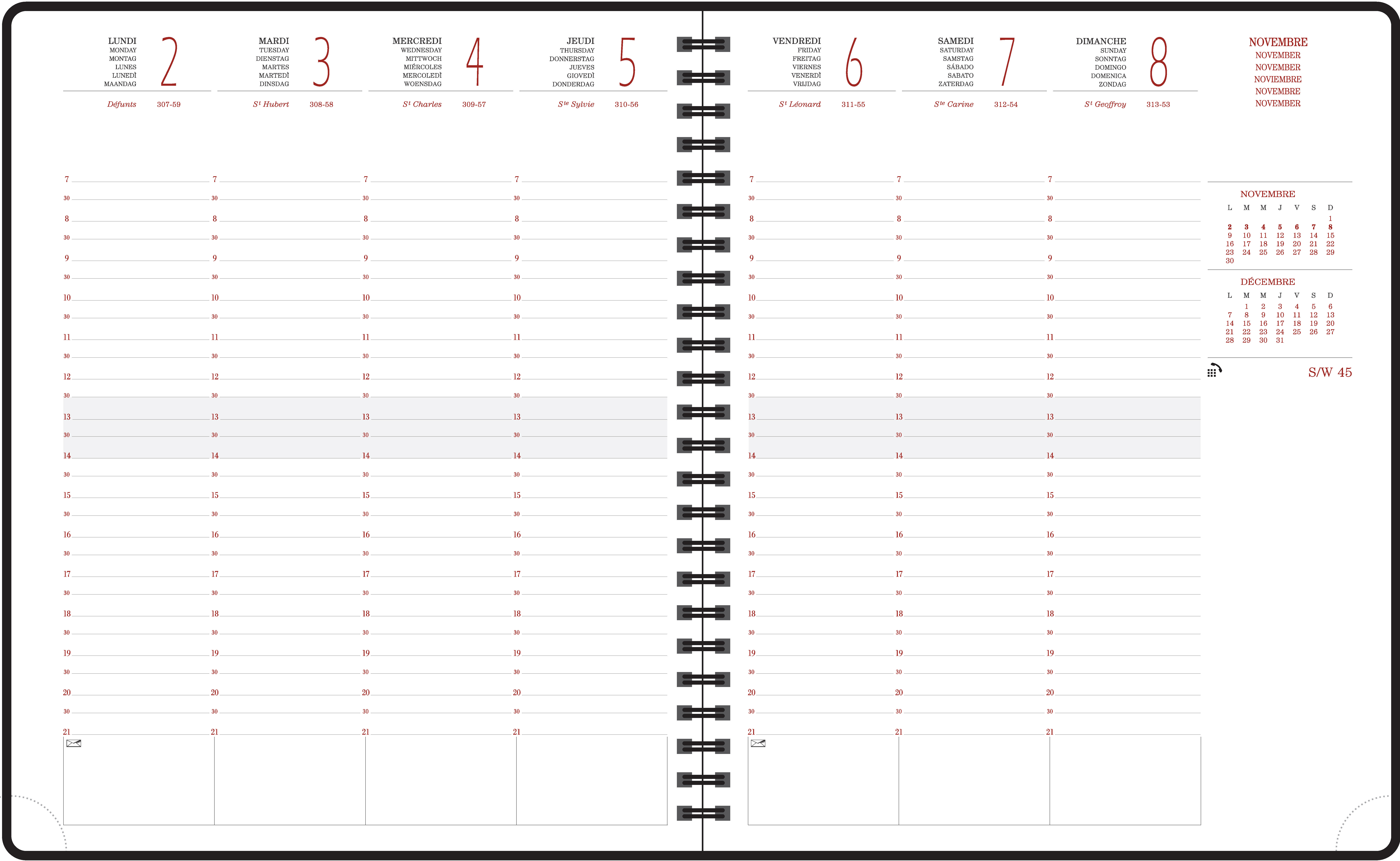 Agenda semainier Exacompta Eurotime 22W Forever 2025 18,5 x 22,5 cm - bleu