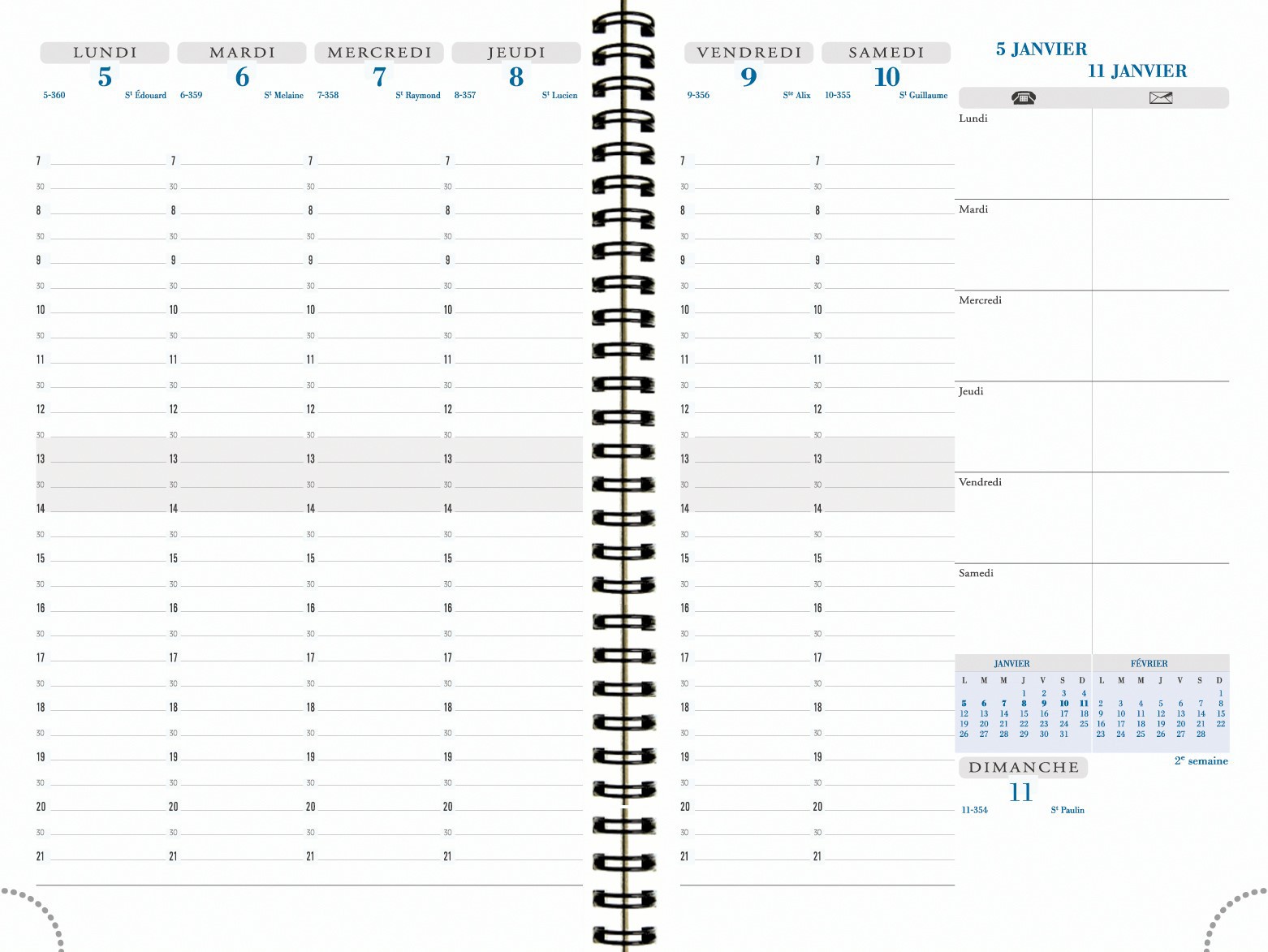 Agenda semainier Exacompta All In One Horizons - 2026 - 15 x 15 x 21 cm - bleu canard