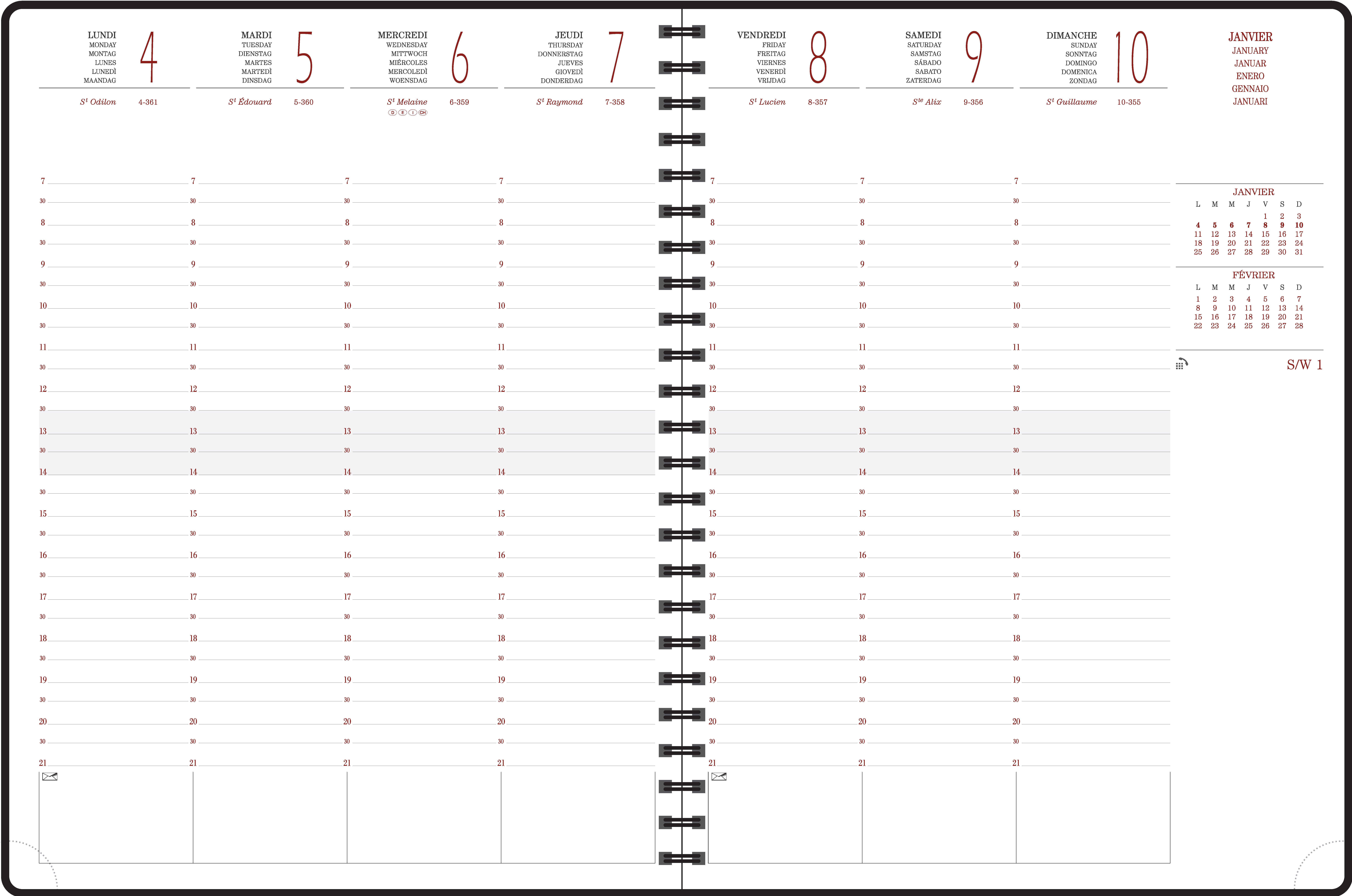 Agenda semainier Exacompta Eurotime Forever - 2026 - 21 x 27 cm - lin
