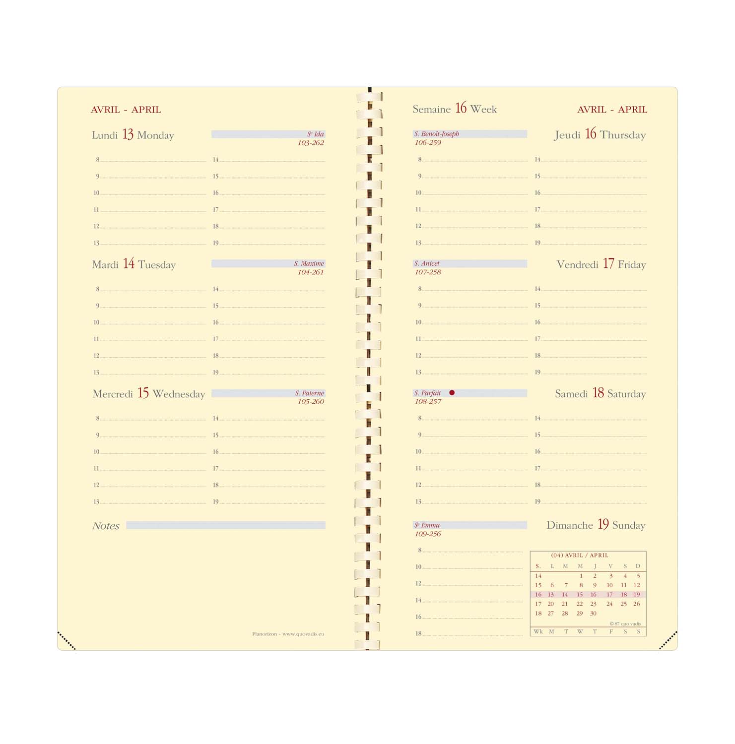 Agenda semainier Planorizon Soho 2027 Quo Vadis - 8,8 x 17 cm - noir