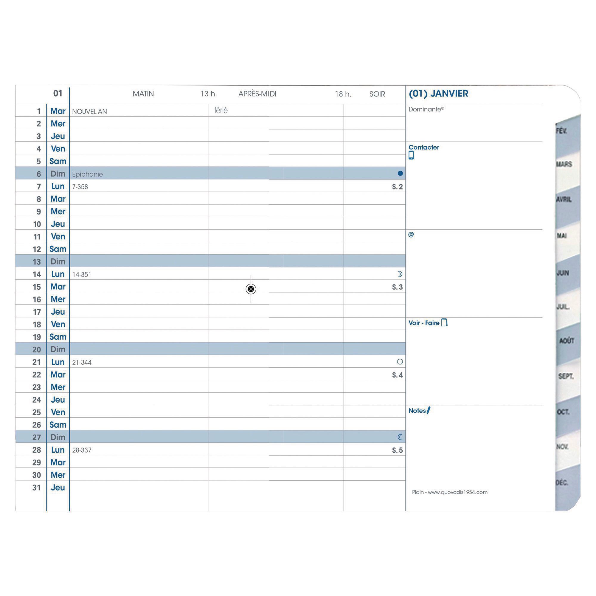 Agenda mensuel Plain Rep Impala - janv/déc - 10 x 15 cm