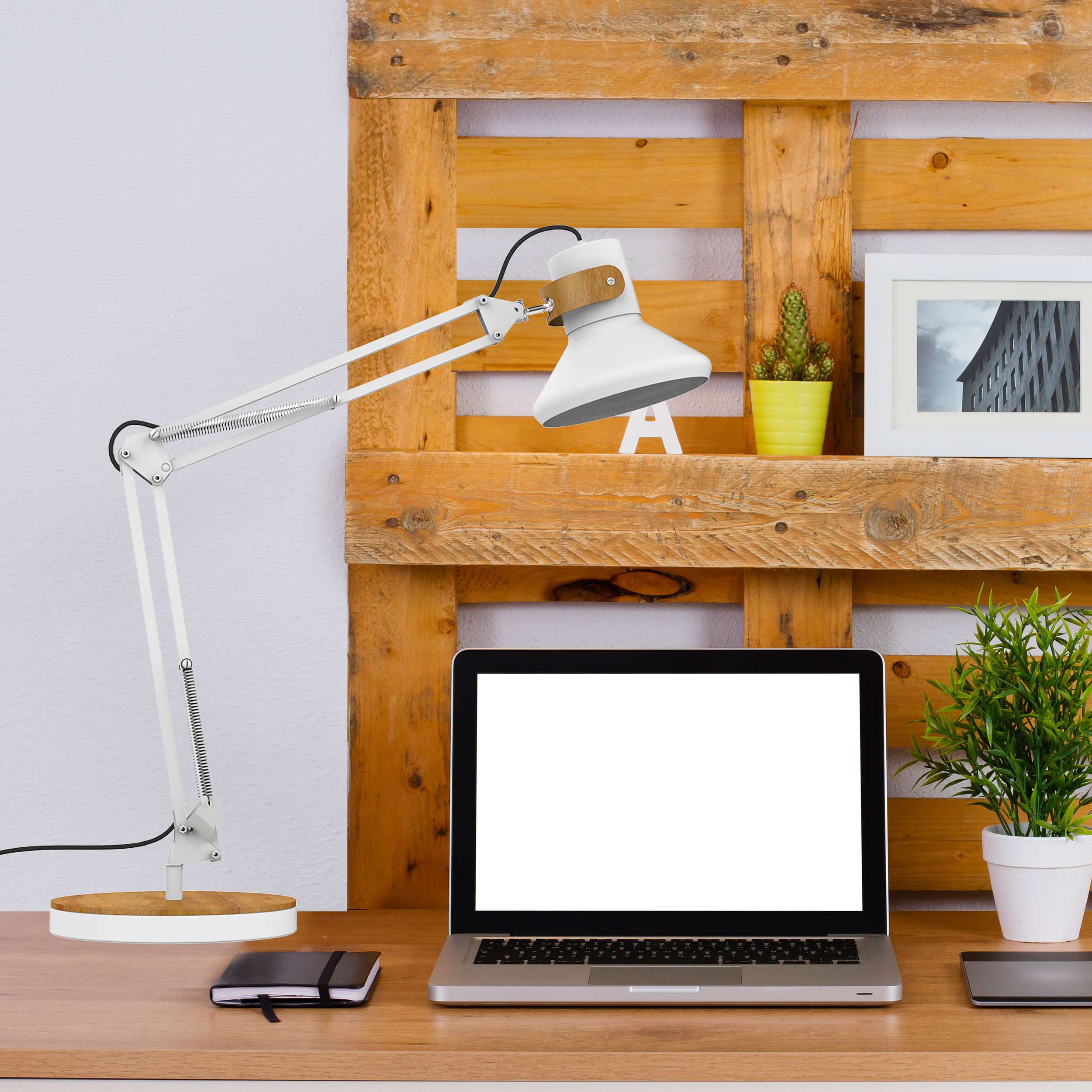 Lampe de bureau LED Baya Bamboo blanc