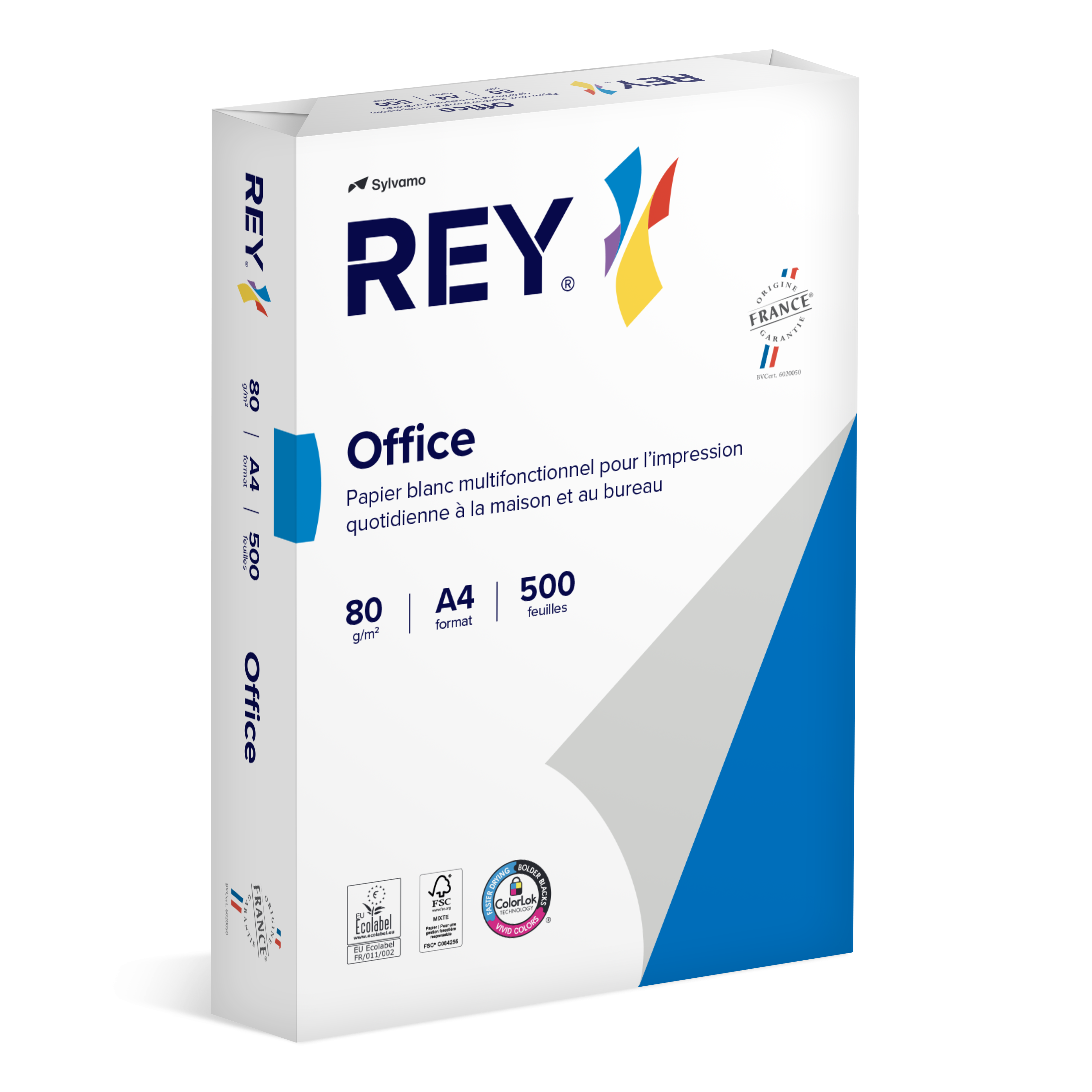 Papier blanc éco resp A4 80 g - 166 CIE - Rey Office - palette 240 ramettes - livré avec manutention