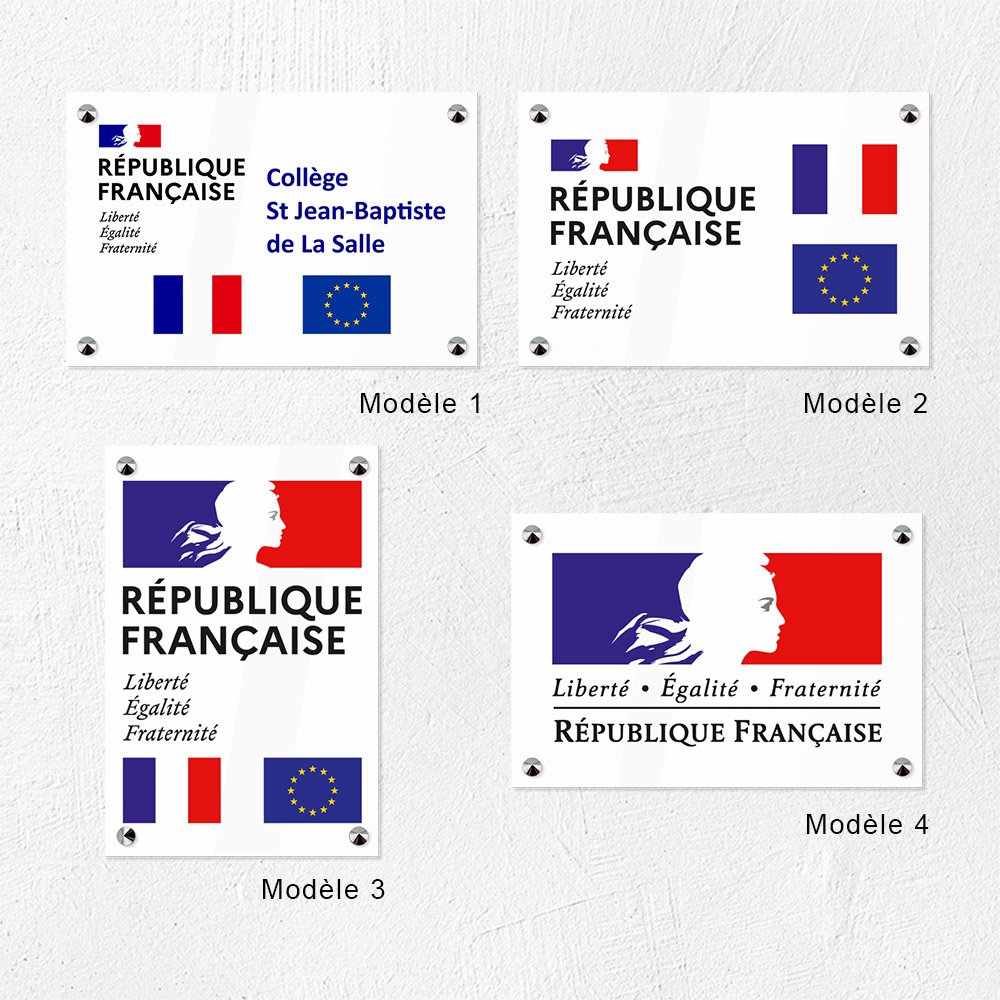 Plaque personnalisée PMMA Greencast logo officiel République française'' - 30 x 20 cm - ép. 3 mm - Impr. UV