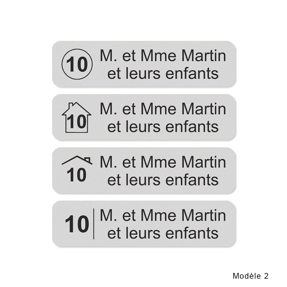 Plaque personnalisée boîte aux lettres Lasermark PVC 10 x 2,5 cm - ép. 1,3 mm - Gravure laser