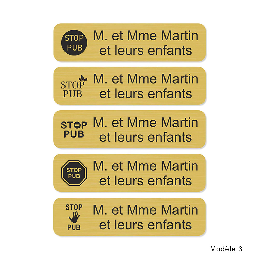Plaque personnalisée boîte aux lettres Lasermark PVC 10 x 2,5 cm - ép. 1,3 mm - Gravure laser