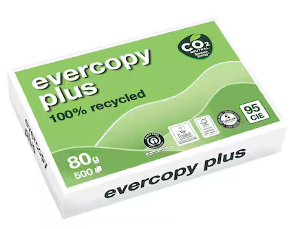 Papier blanc recyclé A4 80 g - 110 CIE - Evercopy plus - palette 200 ramettes - livré sans manutention