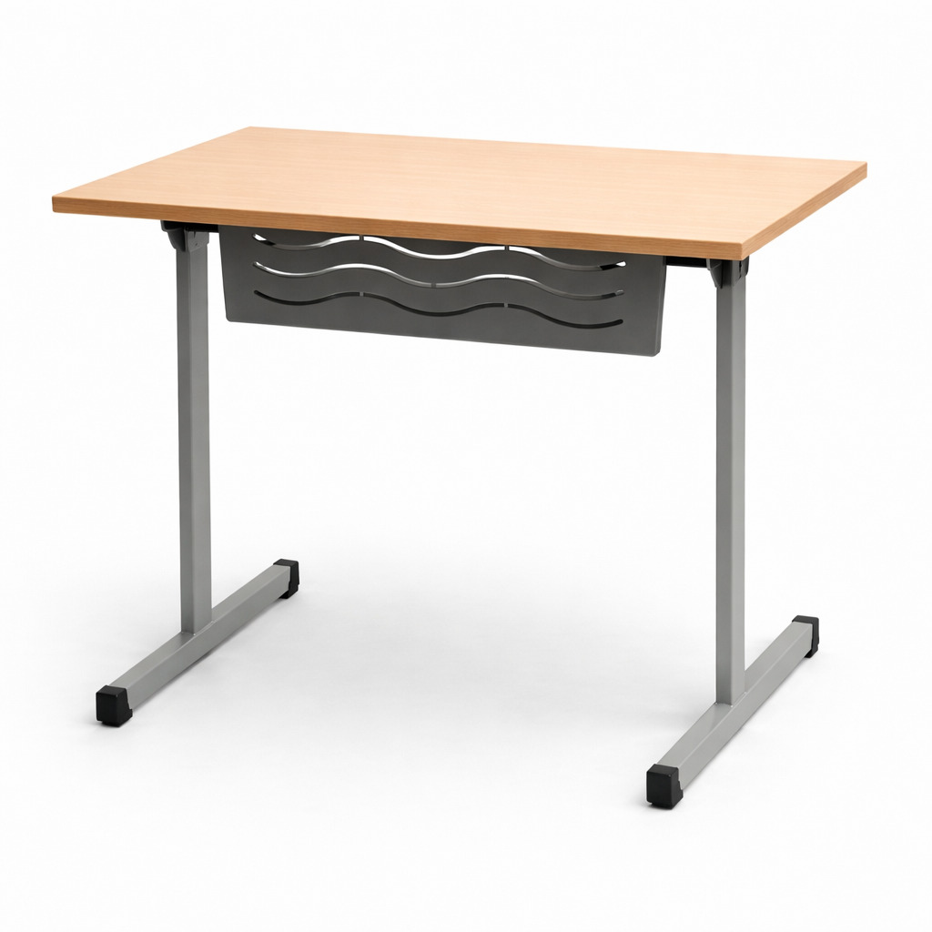 Table 70 x 50 cm - mobilier réemployé Taille 6-Plateau mélaminé Hêtre - piétement gris - Lot de 5