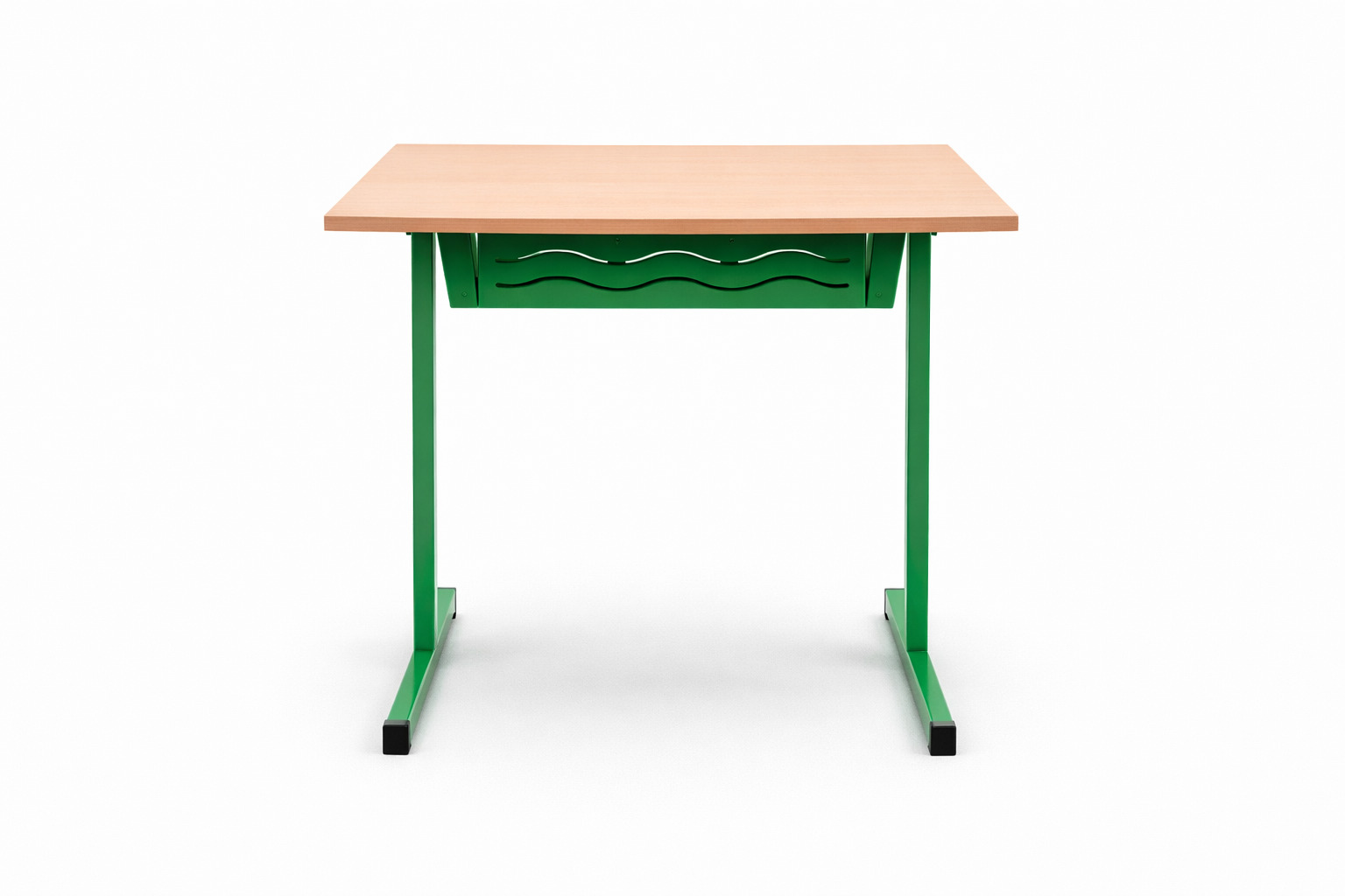 Table 70 x 50 cm - mobilier réemployé Taille 6-Plateau mélaminé Hêtre-piétement vert anis-Lot x 24