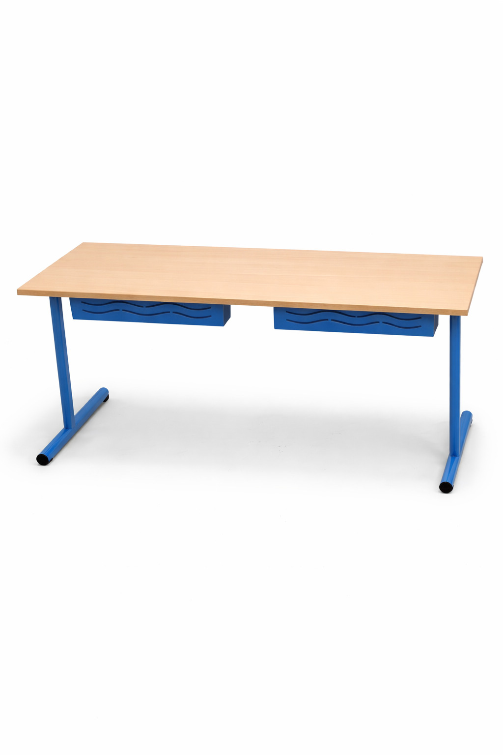 Table 130 x 50 cm - mobilier réemployé Taille 6- Plateau mélaminé Hêtre -piétement bleu - Lot de 10