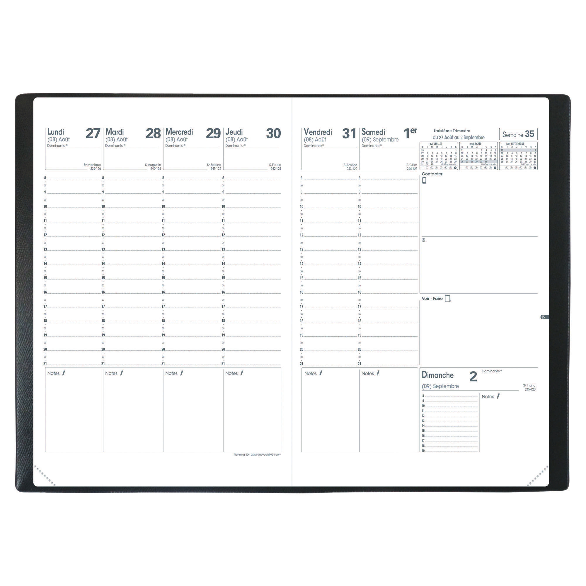 Agenda semainier 2026 Lyreco - 21 x 27 cm - noir
