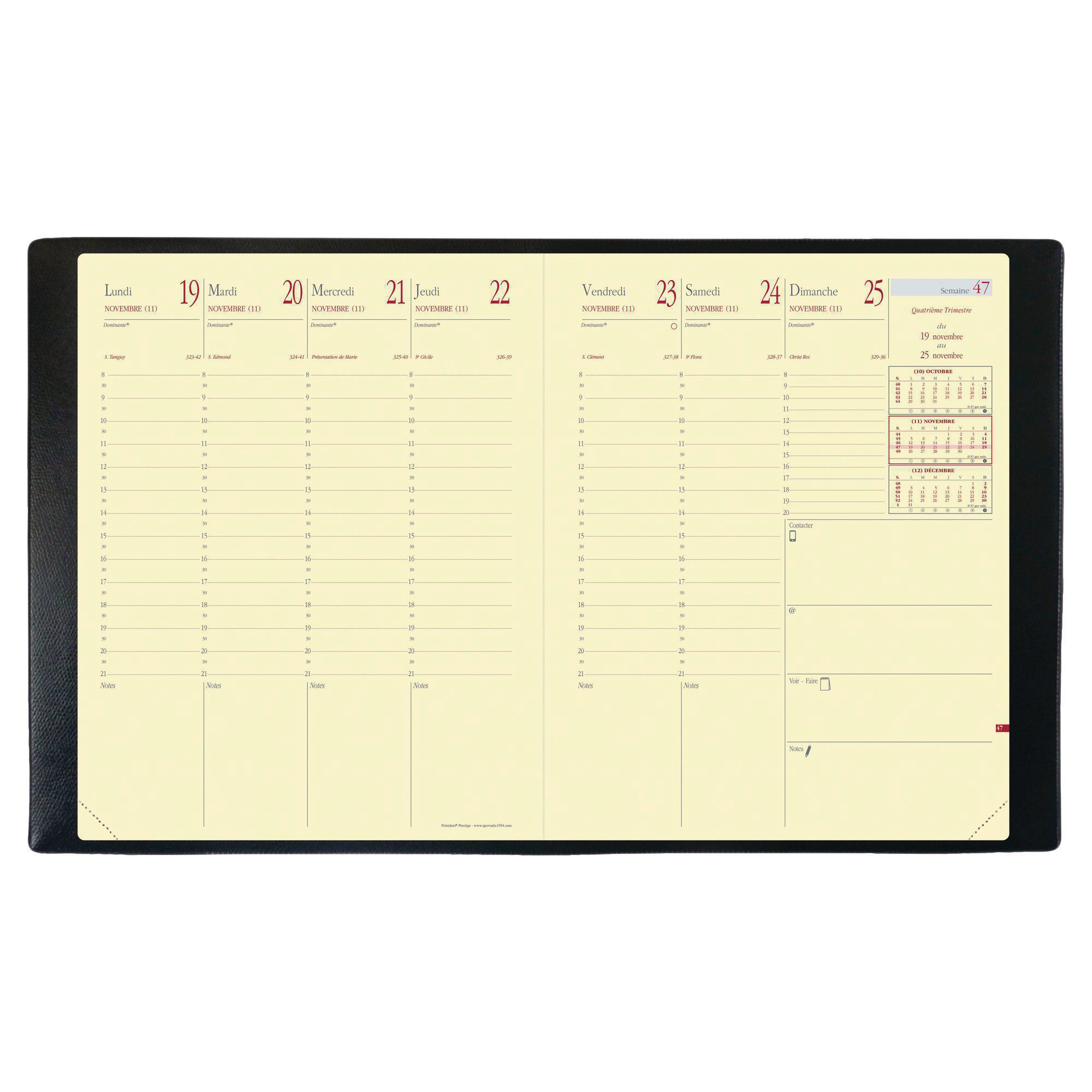 Agenda Quo Vadis Président Prestige Club - 21 x 27 cm - noir