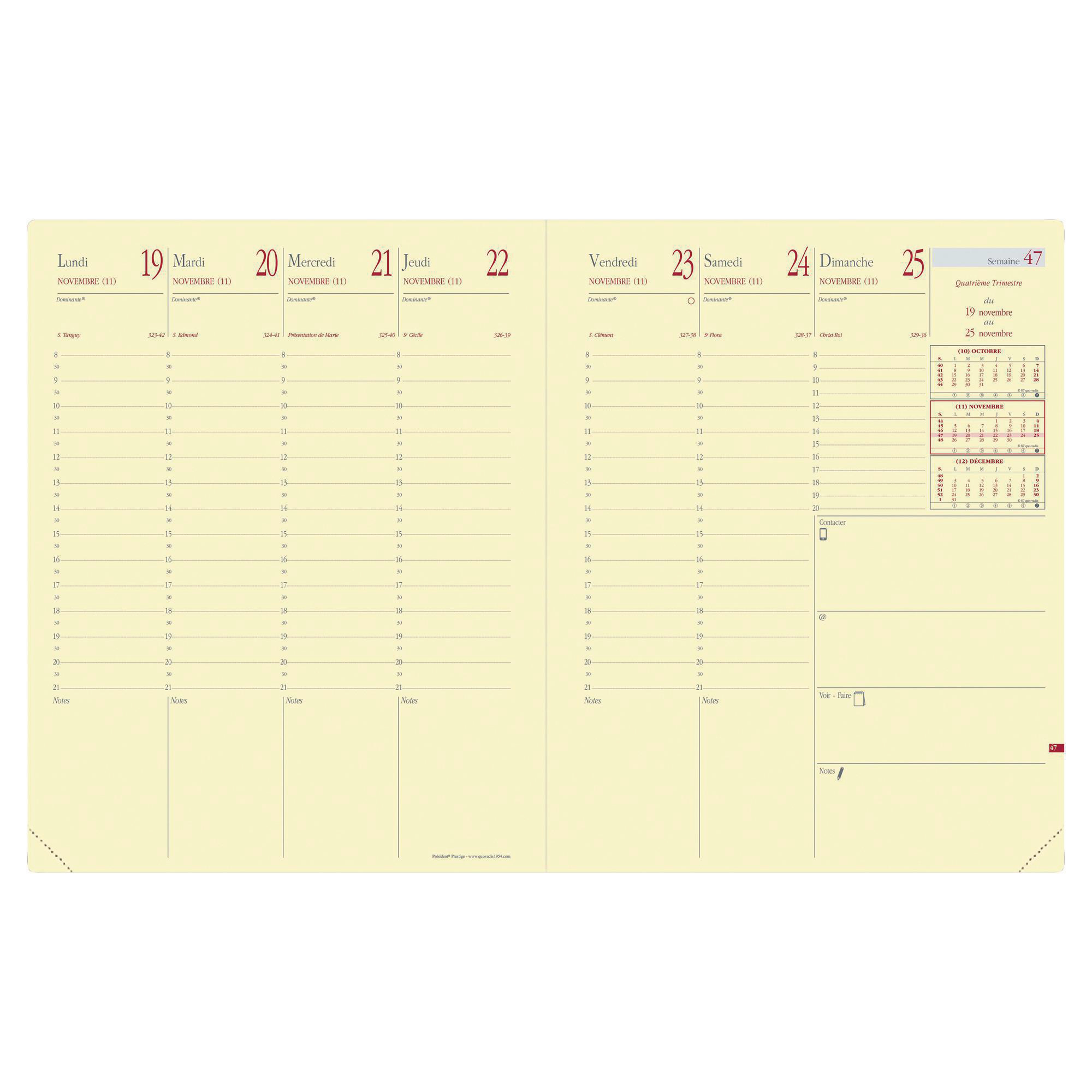 Agenda Quo Vadis Président Prestige Club - 21 x 27 cm - noir