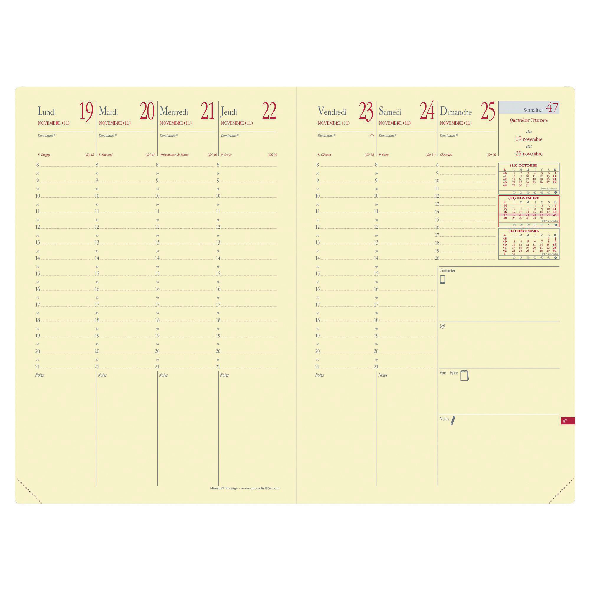 Agenda semainier Quo Vadis Prestige Soho Ministre - 16 x 24 cm - noir
