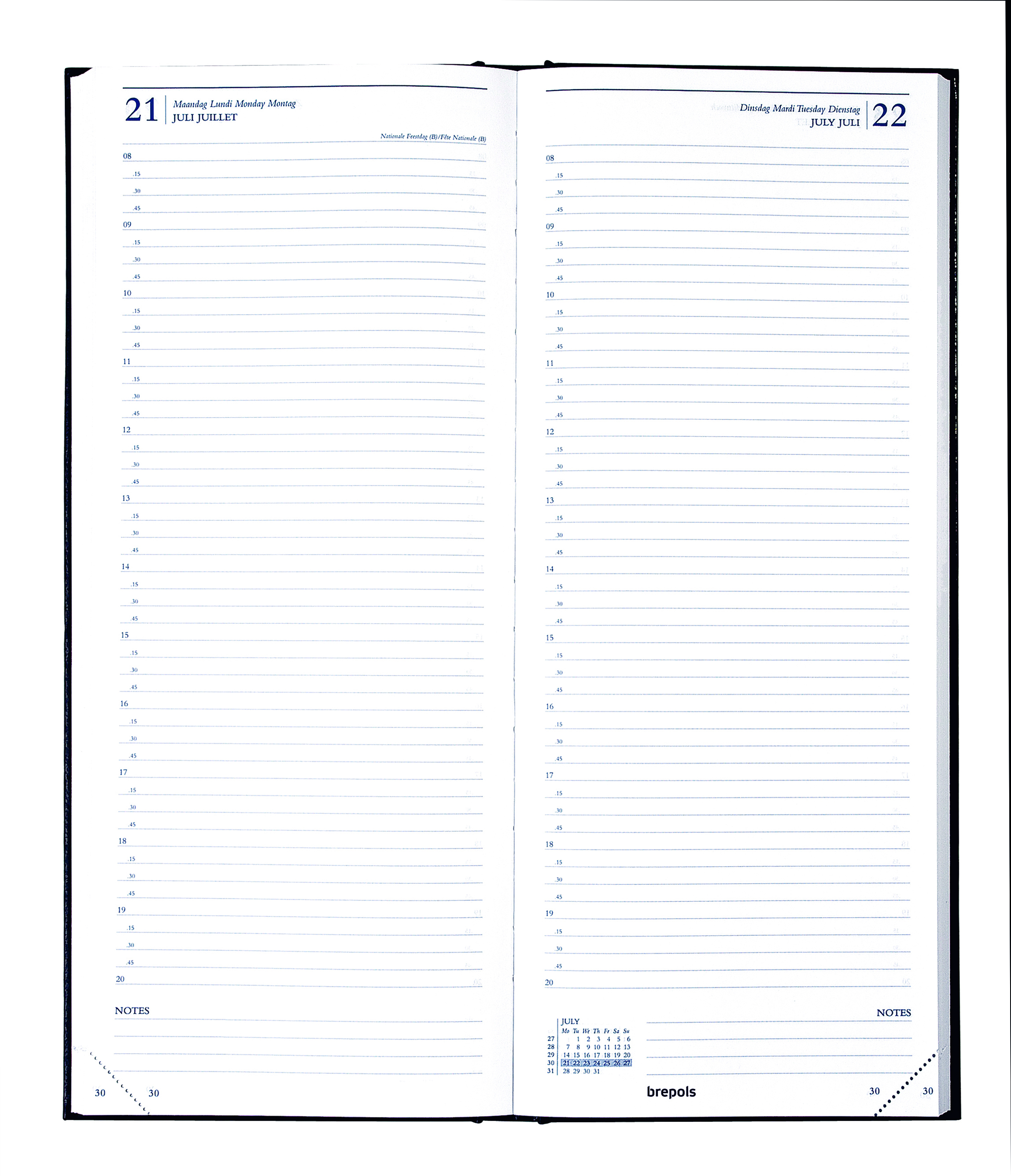 Agenda long - 1 jour par page - ligné travers - 14 x 35 cm - noir