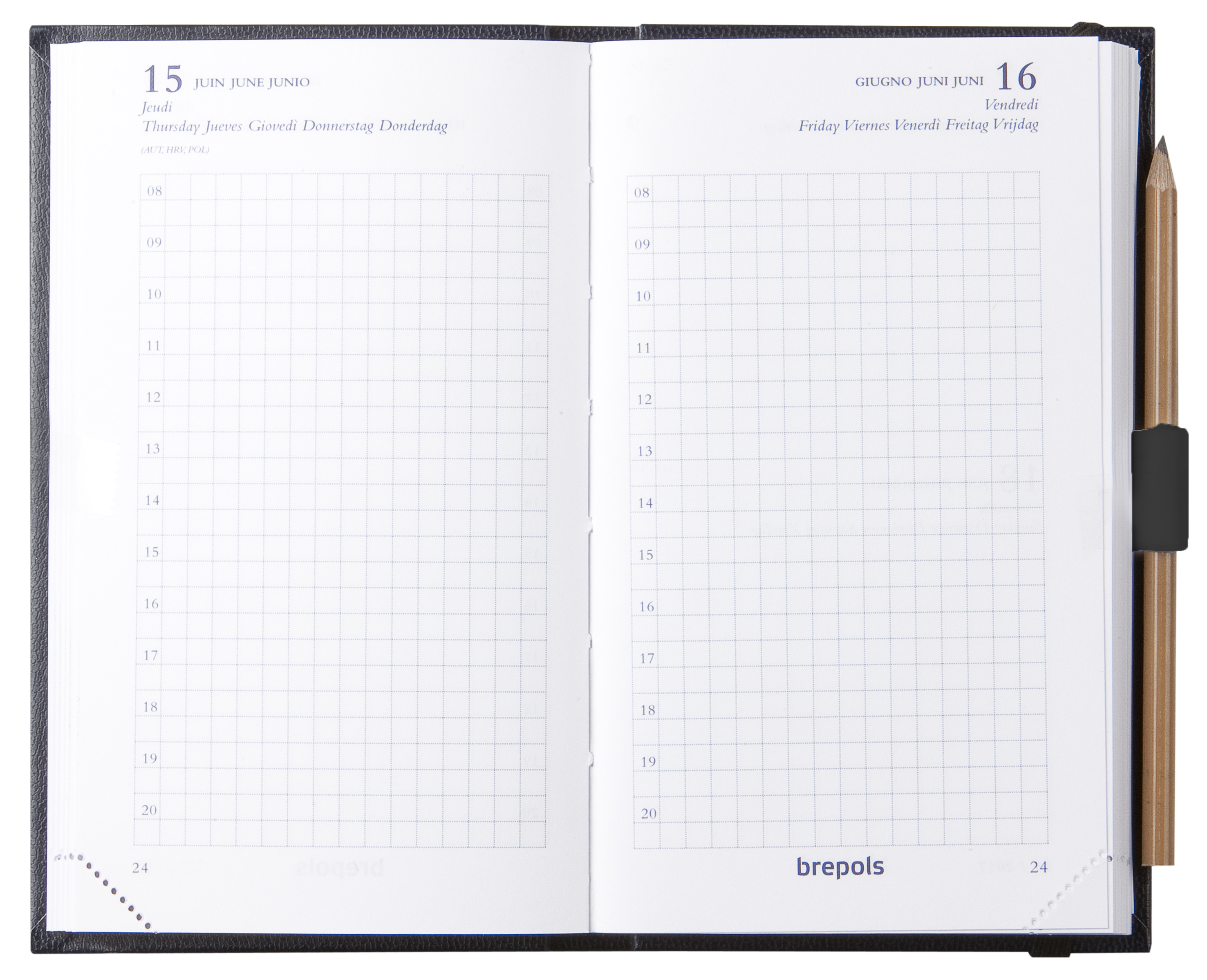 Agenda de poche broché - 1 jour par page - 9 x 15 cm - coloris aléatoire