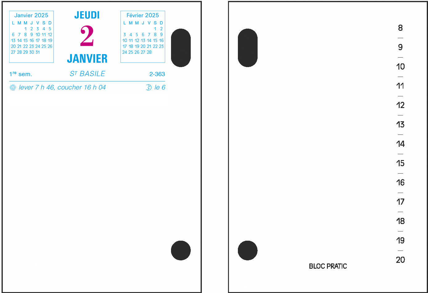 Bloc-pratic Exacompta - 372 feuillets avec date à gauche