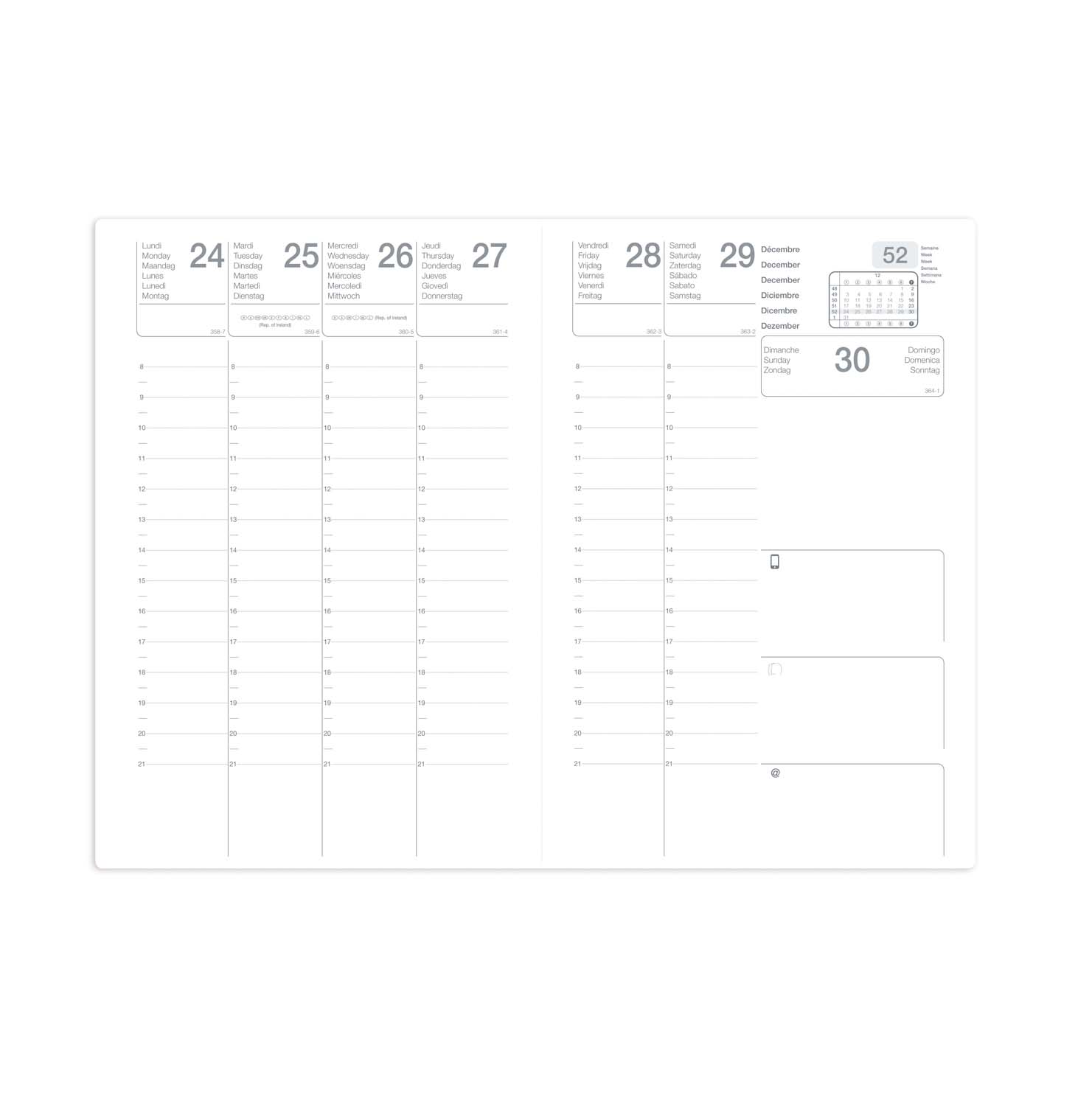 Agenda semainier Olympe - alphabétique - janv/déc - 16 x 24 cm - noir